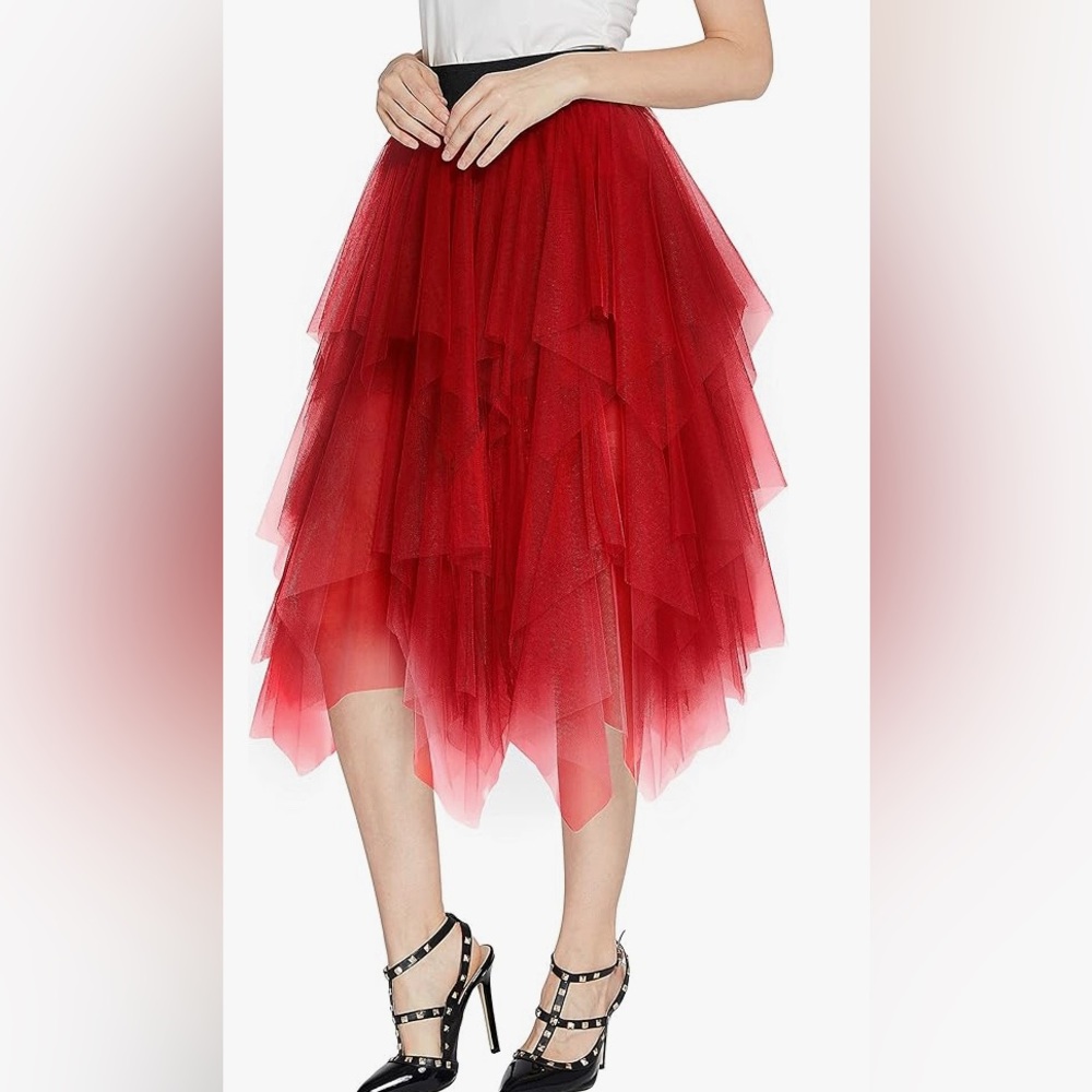 Urban CoCo Women's Sheer Tutu Skirt, Tulle Mesh Layered Midi Skirt.